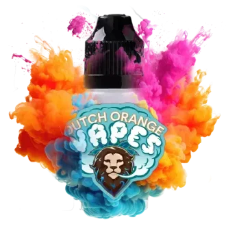 Vape juice with colourful smoke and lion logo.